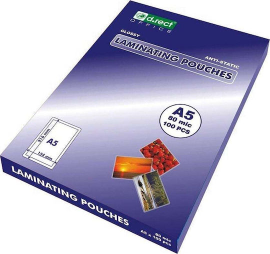 D.rect Fellowes Glossy Laminating Sheets A5 80 Microns 100 Pieces