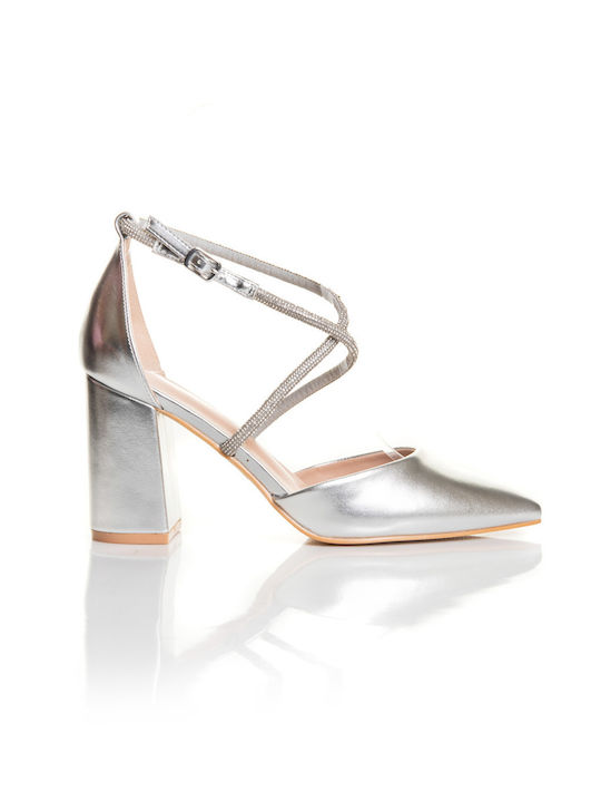 Shoe Art Pointed Toe Silver Heels