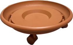 Viomes 102763 Στρογγυλό Πιάτο Γλάστρας Με Ρόδες Terracotta 31x31εκ.