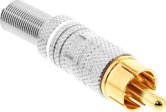 Inline Inline Metal Rca Dad Plug Soldering Silver White Ring 6 Mm Cable