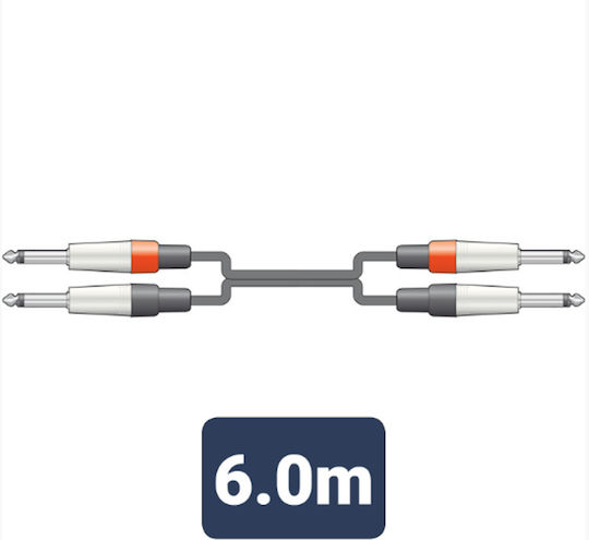 2m6j-j600 Καλώδιο Ήχου 2 X 6.3mm Mono Jack Plugs 2 X 6.3mm Mono Jack Plugs 6m Τεμάχιο 20125