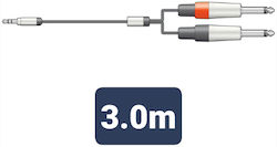 S3j-26j300 Καλώδιo Ήχου 3.5mm Stereo Jack Plug 2 X 6.3mm Mono Jack Plugs 3m Τεμάχιο 20122