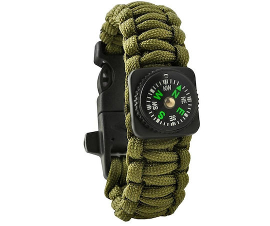 Survival Kit Bracelet with Compass Green