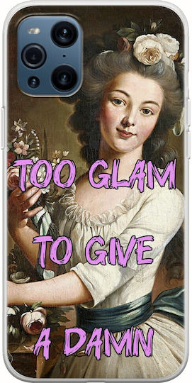 Винтидж калъф за мобилен телефон Lady Too Glam To Give A Damn за Oppo Find X3 Pro 5g - гъвкав TPU прозрачен силикон