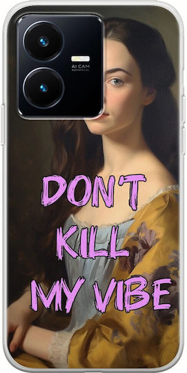 Husă flexibilă din silicon transparent, Vintage Lady Don't Kill My Vibe, pentru Vivo Y22s