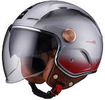 Beon B-122 Jet Helmet ECE 22.06 Silver/Black/Red