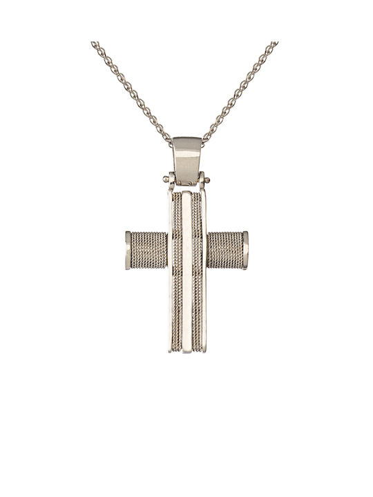 Kritsimis Damen Weißgold Kreuz 14K mit Kette