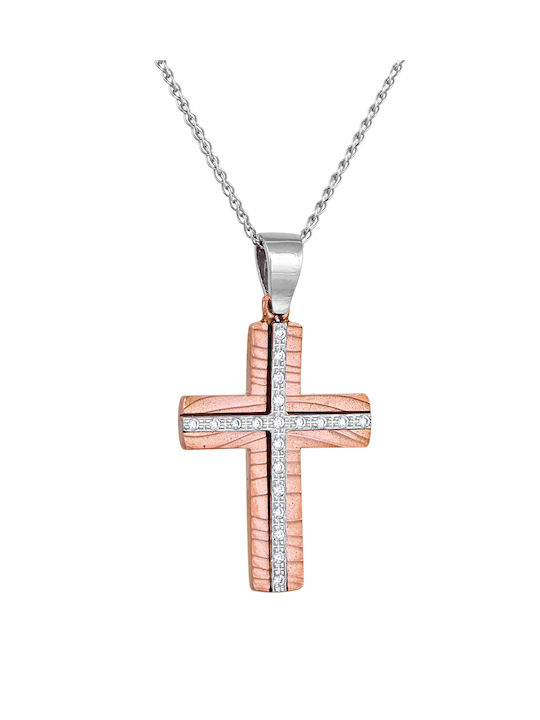 Kritsimis Women's Rose Gold Plated Cross with Chain