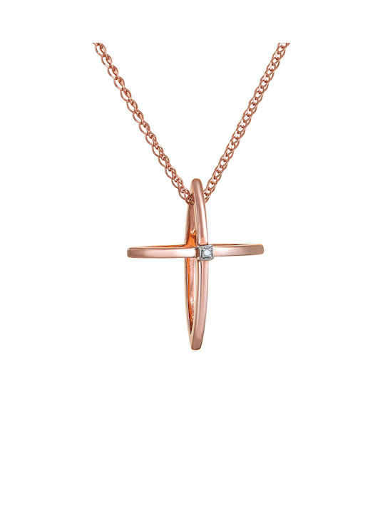 Kritsimis Women's Rose Gold Plated Cross with Chain