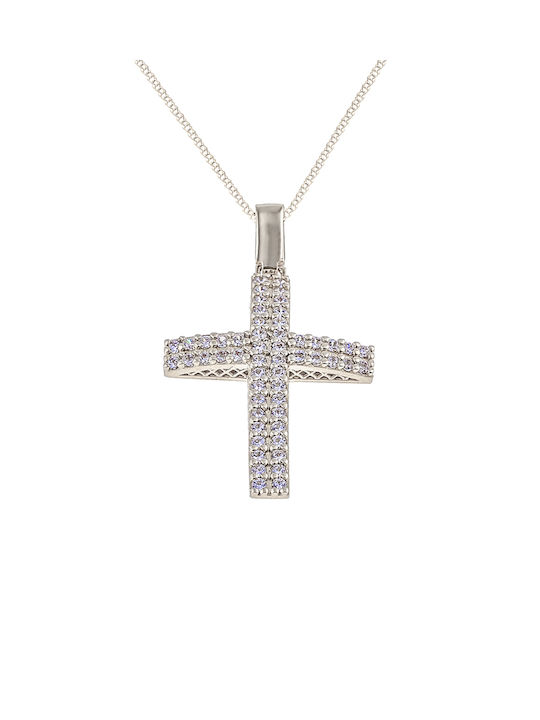 Kritsimis Damen Weißgold Kreuz 14K mit Kette