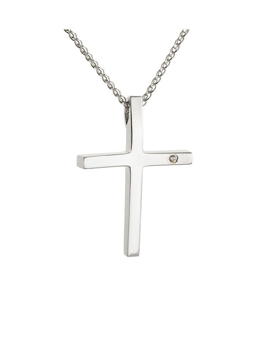 Kritsimis Damen Weißgold Kreuz 14K mit Kette