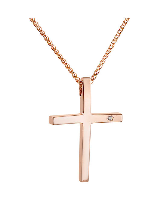 Kritsimis Damen Rosé Vergoldet Kreuz mit Kette