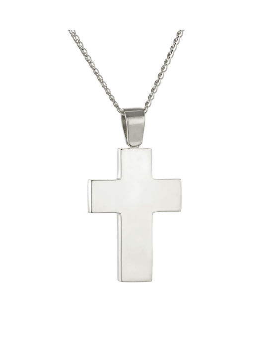 Kritsimis Weißgold Kreuz 14K mit Kette