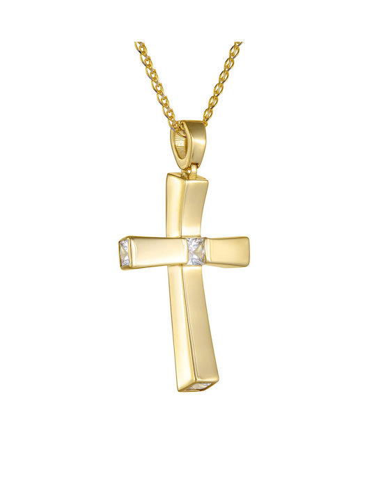 Kritsimis Damen Gold Kreuz 14K mit Kette