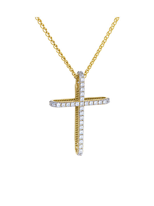 Kritsimis Damen Gold Kreuz 14K mit Kette