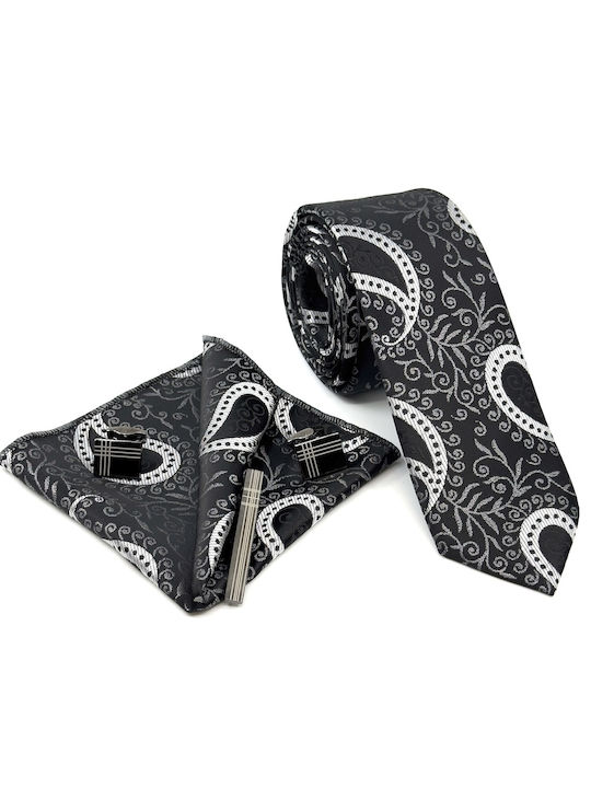Legend Accessories Σετ Ανδρικής Γραβάτας με Σχέδια σε Μαύρο Χρώμα