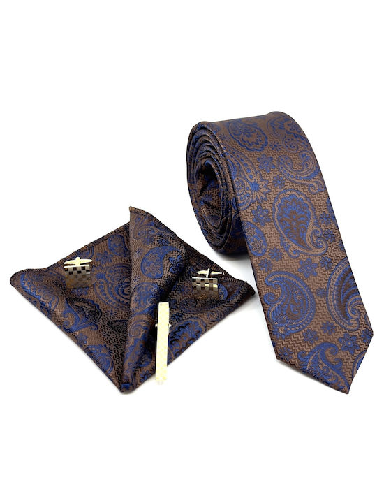 Legend Accessories Men's Tie Set Printed in Brown Color