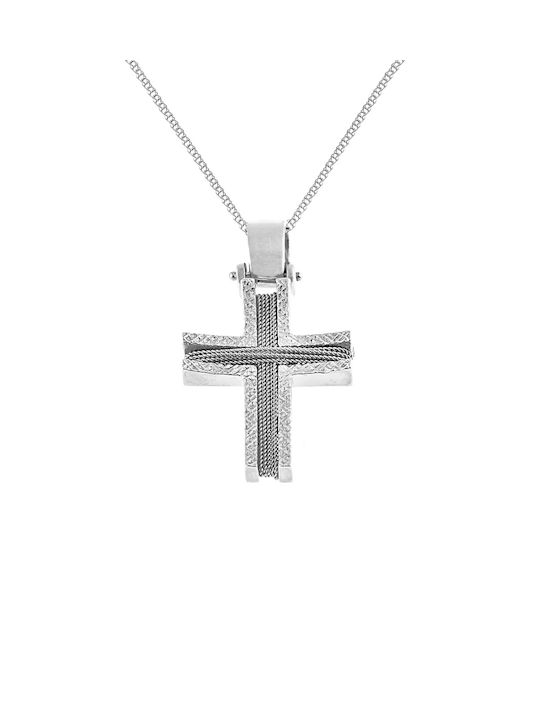 Kritsimis Damen Weißgold Kreuz 14K mit Kette