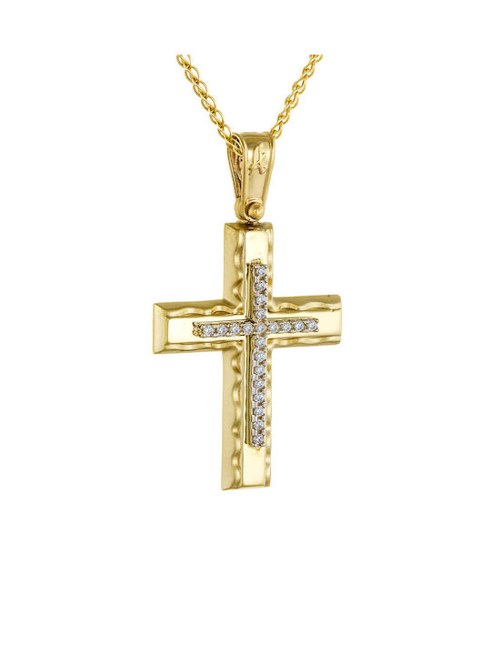 Kritsimis Damen Gold Kreuz 14K mit Kette