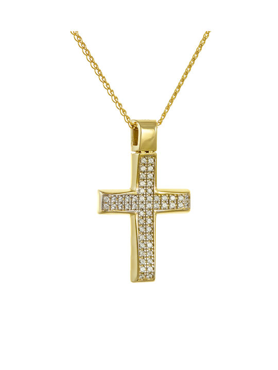 Kritsimis Damen Gold Kreuz 14K mit Kette