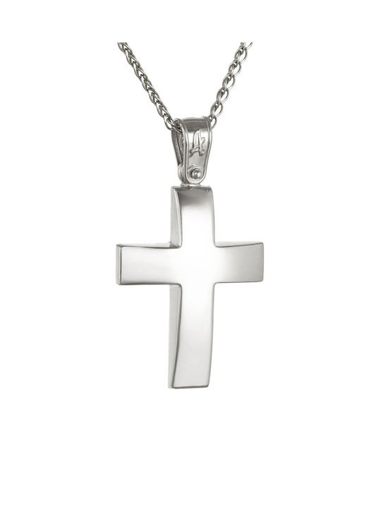 Kritsimis Damen Weißgold Kreuz 14K mit Kette