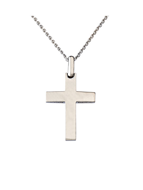 Kritsimis White Gold Cross 14K with Chain