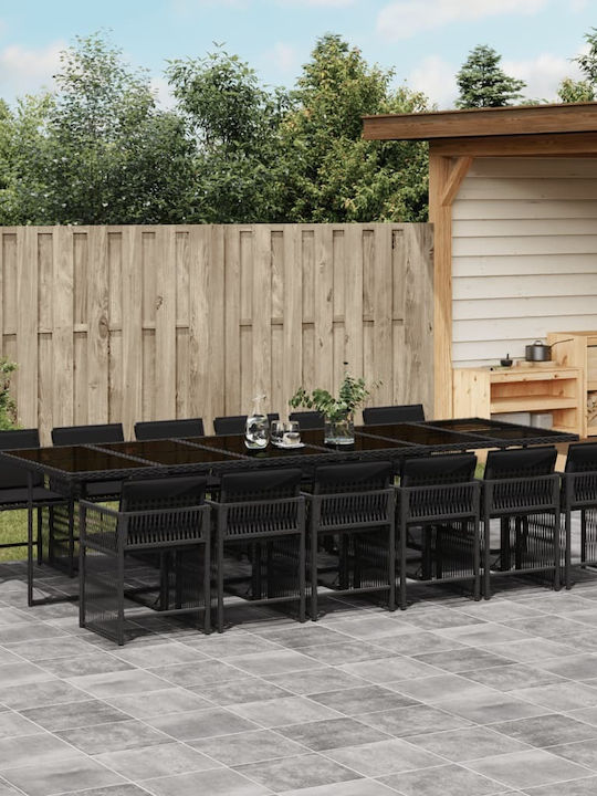 Set Sala De Mese Pentru Exterior 13 Piese Negru...