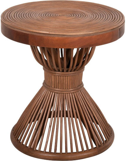 Masă Laterală Rotundă Circe Din Bambus Maro M40xL40xÎ45.5cm