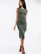 Dress Up Dress with Slit Khaki