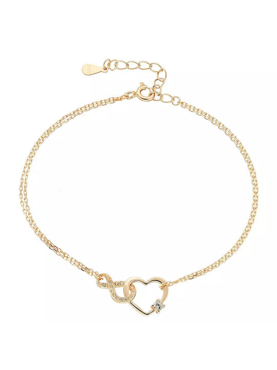 Oxzen Bracelet with design Heart made of Silver Gold Plated