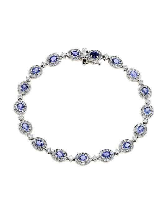 Bracelet with Roses, Sapphires & Diamonds White Gold 18K P-67091 White Gold K18