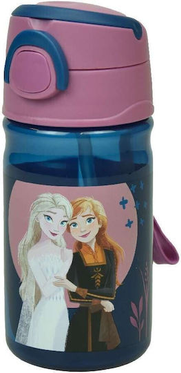 Gim Frozen Discover Kids Water Bottle Frozen Plastic with Straw 350ml