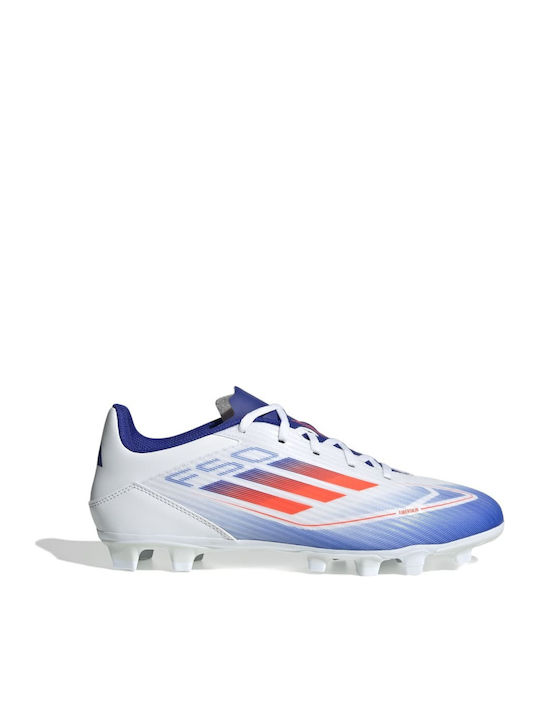 adidas F50 Club Football Shoes with Cleats Cloud White / Solar Red / Lucid Blue
