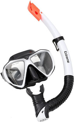 Extreme Diving Mask Silicone with Breathing Tube in White color