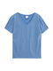 Ustyle Women's T-shirt with V Neckline Blue