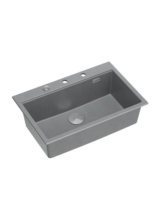 GraniteQ Drop-In Sink Inox W76xD50cm Gray