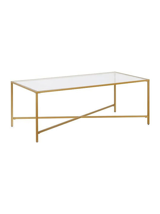 Rectangular Coffee Table Glass Golden L120xW60xH40cm