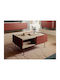 Rechteckiger Zentral Kaffeetisch Farbe Holz mit Schubladen Rot + Natur M97xL65xH45cm
