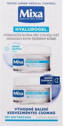 Mixa Hyalurogel Ενυδατική Κρέμα Προσώπου Νυκτός με Υαλουρονικό Οξύ 2x50ml