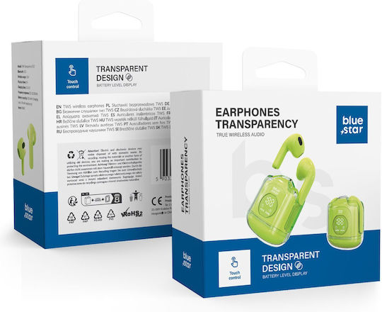Blue Star Fi22 Earbud Bluetooth Handsfree Ακουστικά με Θήκη Φόρτισης Πράσινα