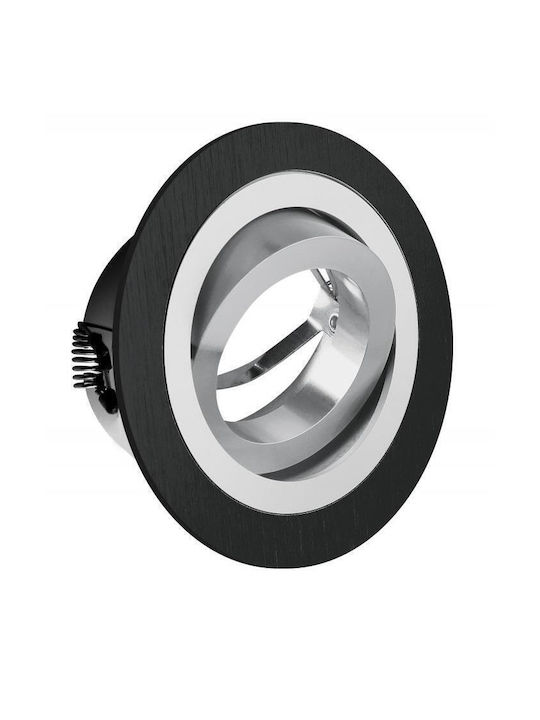Gtv Metallisch Rahmen für Spots GU10 Schwarz 9x9cm. 1Stück