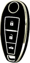 Car Key Cover Case made of with 3 Buttons for Suzuki in Black Color