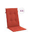 vidaXL Garden Chair Cushions with Backrest Red 4 Pieces 50x120cm