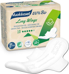 Vuokkoset 100% Bio Damenbinden mit langen Flügeln 10 Stück Vuk5857