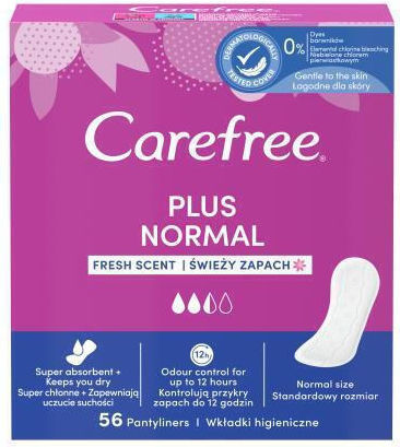 Carefree Plus Normal Fresh Scent Καθημερινή Σερβιέτα Σερβιέτες 56 Τμχ Γυναίκες