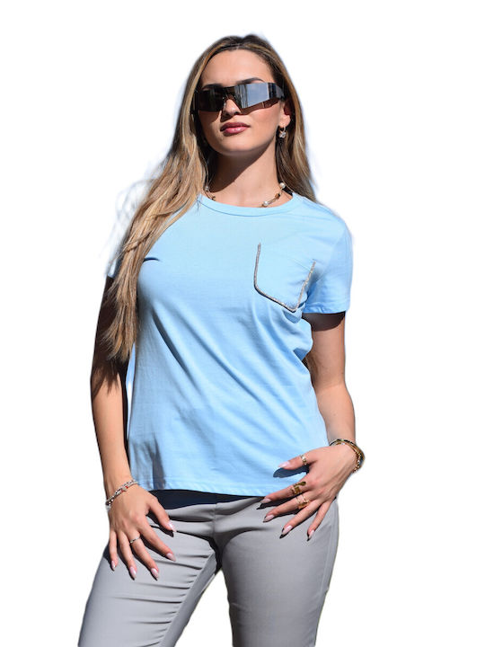 Boutique Women's Blouse Cotton Light Blue