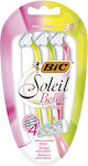 Bic Soleil Bella Colours Disposable Razors for Body Single Use with 4 Blades & Lubricious Strip 3pcs