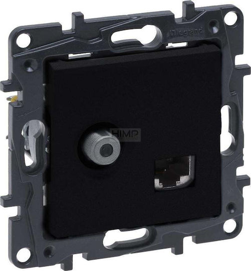 Legrand Double Network Socket Mechanism RJ45 Type Cat6 in Black Color 863577