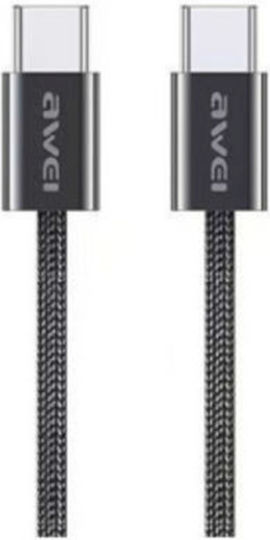 Awei USB 2.0 Cable USB-C male - USB-C 60W Μαύρο 2m CL-220T
