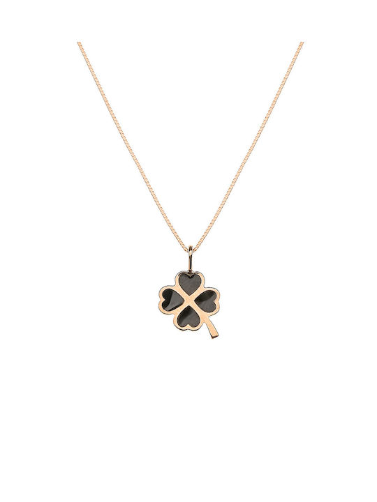 Rose Gold 14k Pendant Clover Pink Chain Photo 40cm